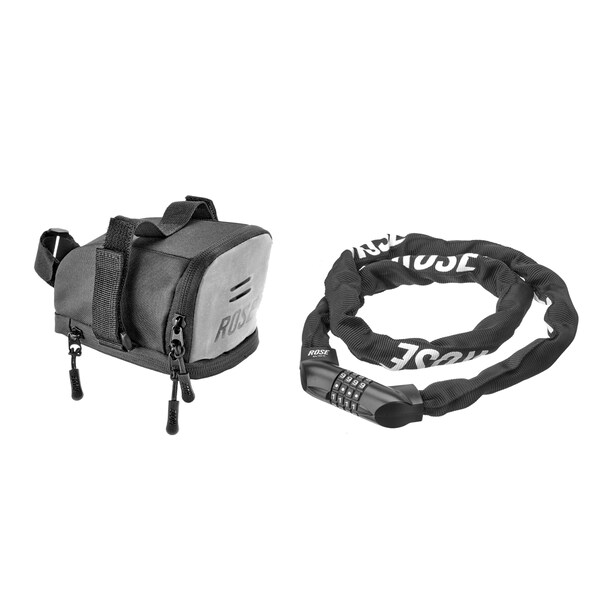 SET antivol à chaîne à chiffres LOCKMAXX CL 120-C et sacoche selle REFLECT