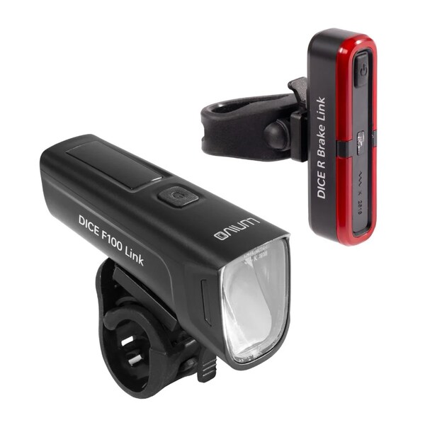 DICE F100 Front Light + DICE R Brake Rear Light Rechargeable Light Set
