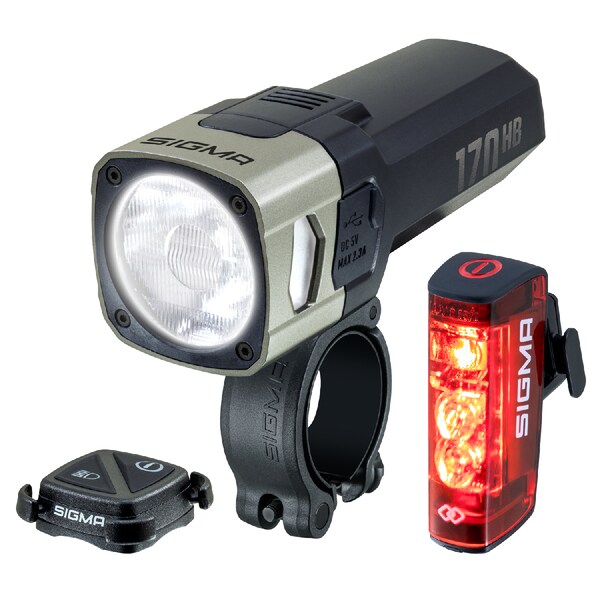 AURA 170 HB LINK Front Light + HIRO 50 LINK Rear Light Rechargeable Lighting Set